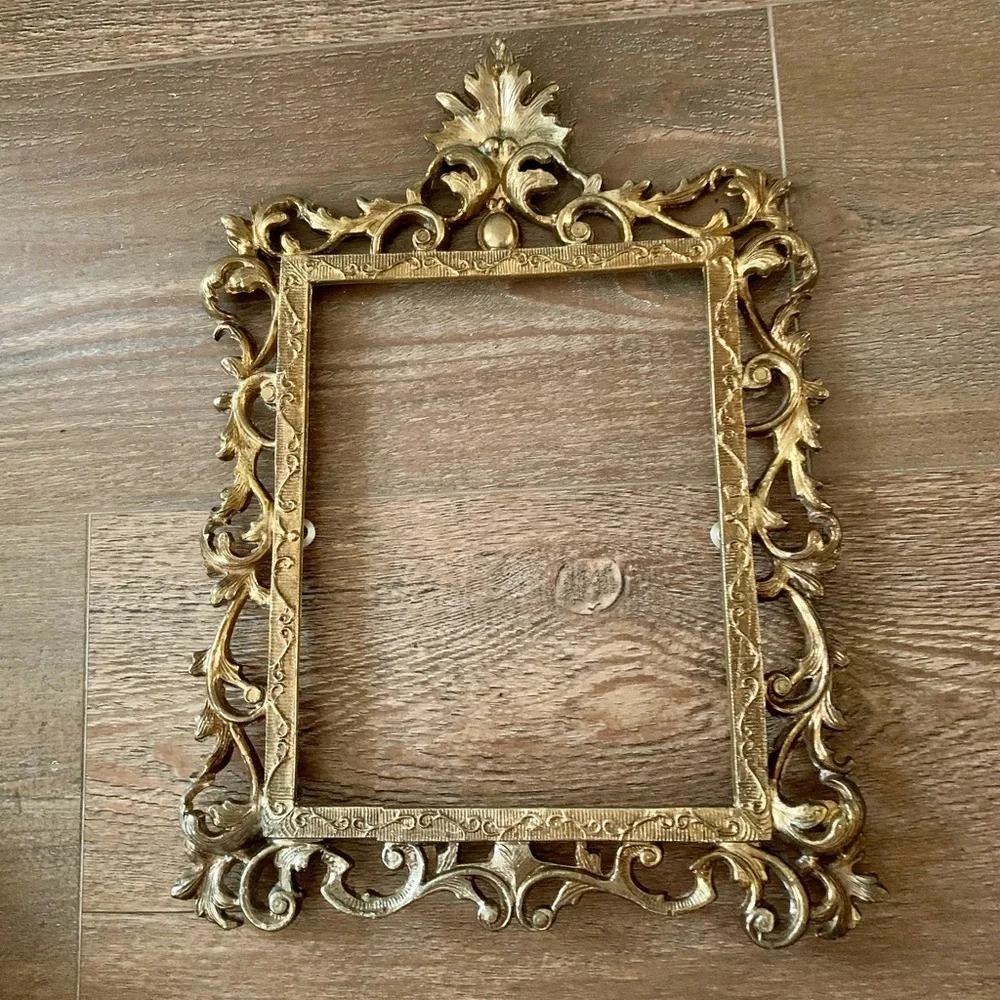 Vintage Cost Iron Frame Gold Color Ornate 11/15 Inch